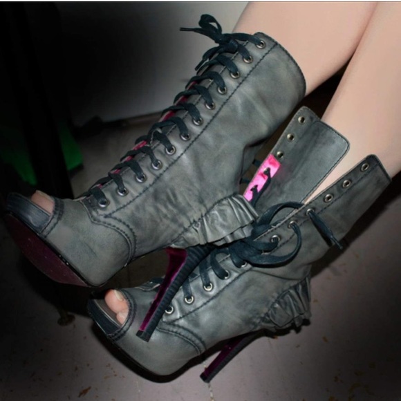 Betsey Johnson Shoes - Betsey Johnson leather peep toed laced heels!!